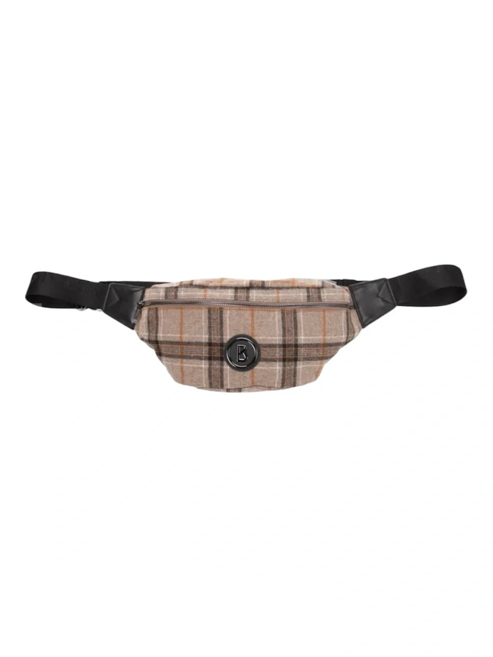 BOGNER Monte Plaid Belt Bag Fanny Pack Crossbody Brown Gunmetal Hardware NWOT